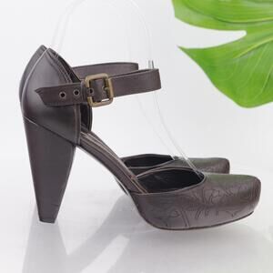 Via Spiga Womens Mary Jane Pump Size 6 Brown Leather Ankle Strap Retro Heel Shoe